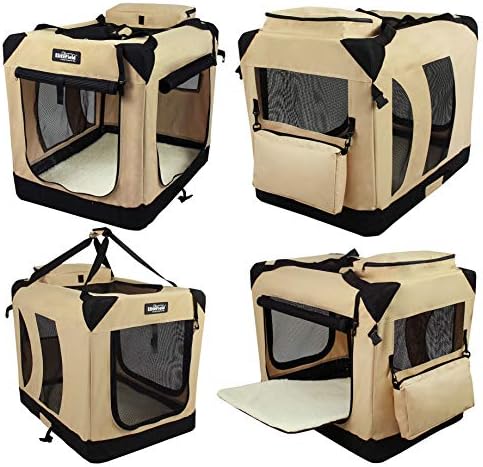 EliteField 3-Door Soft Dog Crate with Bed & Carrying Bag (2-Year Warranty)