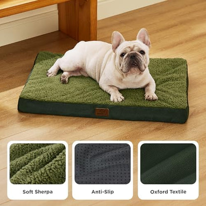 Bedsure Washable Dog Bed Medium Size Dog with Comfy Sherpa, 30IN Dark Green