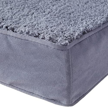 Happy Hounds Oscar Rectangle Orthopedic Foam Sherpa Dog Bed, Medium (42 x 30 in.), Prussian Blue