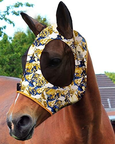Harrison Howard Super Comfort Stretchy Fitting Horse Fly Mask with UV Protection Soft on Skin with Breathability Luxe Vibe Pony