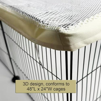 Cage Cover, Ventilated Mesh Top for C&C Midwest Guinea Pig Cage, Breathable & Escape-Proof Small Animal Enclosure Lid with Secure Clips for Rabbits（Not Include cage） (24inx47in Cage Cover)