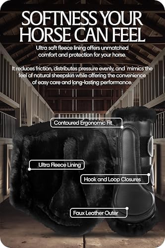Equinavia Vali Fleece Horse Boots Set, Protective Tendon Boots for Horses