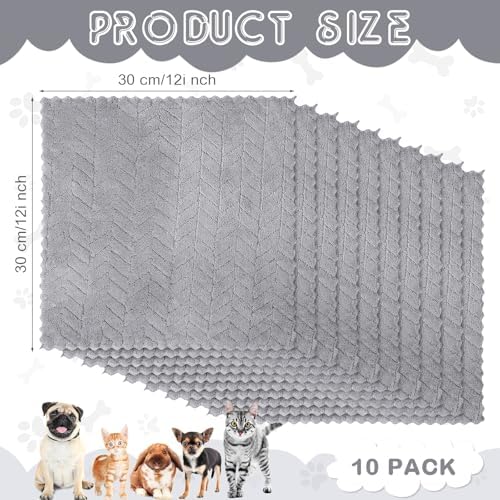 VitalCozy 10Pcs Guinea Pig Cage Liner Washable, Wheat, 12x12 Inch, Gray