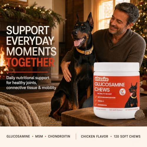 Hip and Joint Chews for Dogs, Glucosamine MSM Chondroitin, 120ct