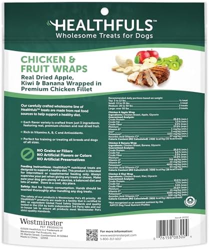 Healthfuls Chicken Wrapped Fruit Dog Treats, 16oz