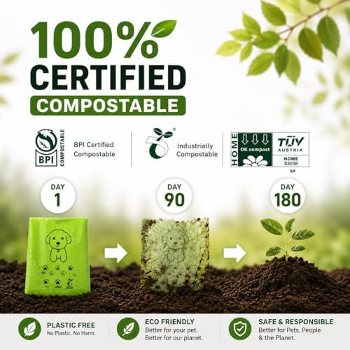 100% Certified Home Compostable Dog Poop Bags - Part Of Every Purchase will Go To Charity - ASTM D6400 & EN 13432 Compliant - 150 x Plant Based Compostable Poop Bags