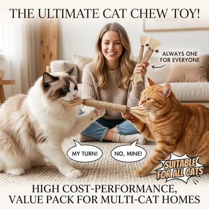 Cat Toys 3PCS Mix Catnip Chew Rope Silvervine Stick for Indoor Cat
