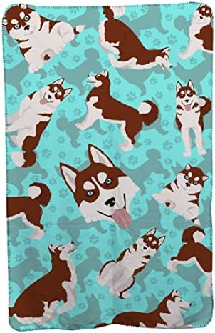 Caroline's Treasures MLM1074TBLT Red Siberian Husky Soft Travel Blanket with Bag Airplane Blanket, Indoor Outdoor Camping Blanket for Traveling, Picnics, Beach Trips, Concerts