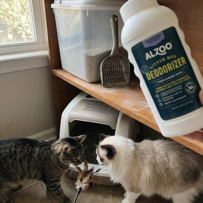 ALZOO Cat Litter Deodorizer, Concentrated Granules Absorb & Help Neutralize Odors, 100% Plant-Based Active Ingredients, Up To 30 Uses, Fresh Lavender Scent, 26.6 Oz., Pack of 2