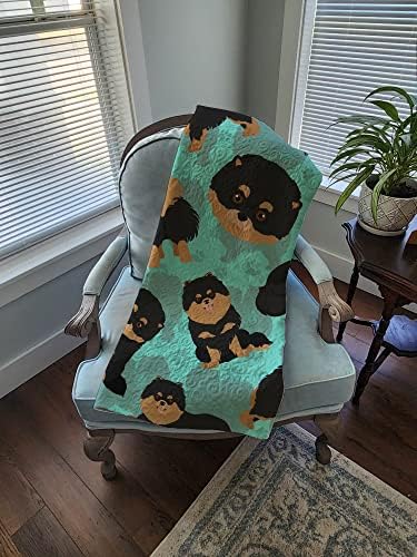 Caroline's Treasures MLM1040LQB Black and Tan Pomeranian Quilted Blanket 50x60 Artwork Pattern Quilted Throw Blanket for Bed, Couch, Sofa, Soft and Lightweight