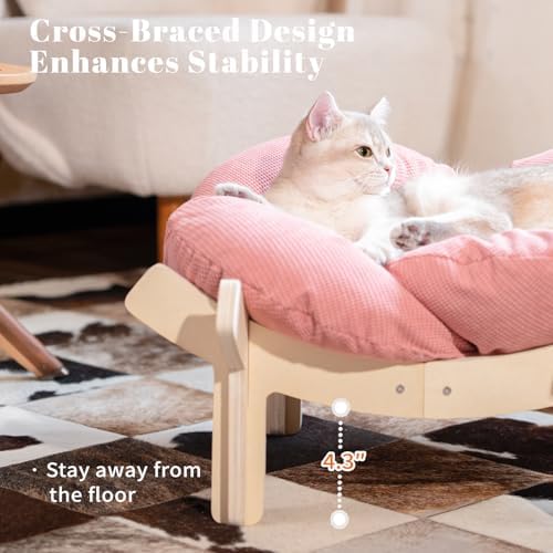 CHEERHOME PETS Elevated Cat Bed for Indoor Cats Couch Sofa Flower