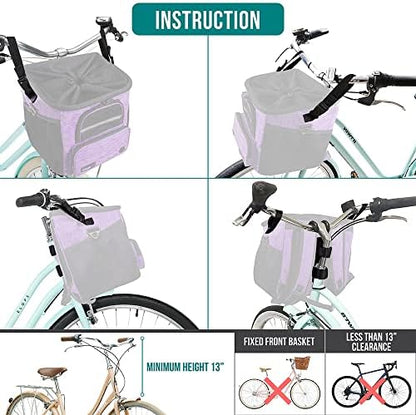 PetAmi Dog Bike Basket, Soft-Sided Ventilated Pet Carrier Backpack, Purple