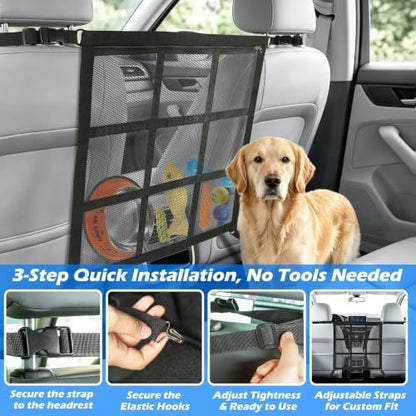 Dog Car Barrier,9-Grid Reinforced,Easy-Install Car Net for Dogs