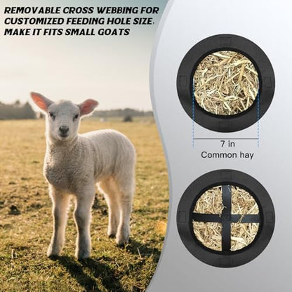 3 PCS Goat Hay Feeder,Hay Bags for Horses,Goats,Donkeys with Reinforced Oxford Fabric and High Strength Metal Clasp,Horse Feeding Supplies with Adjustable Strap for Easy Hanging (3Black)