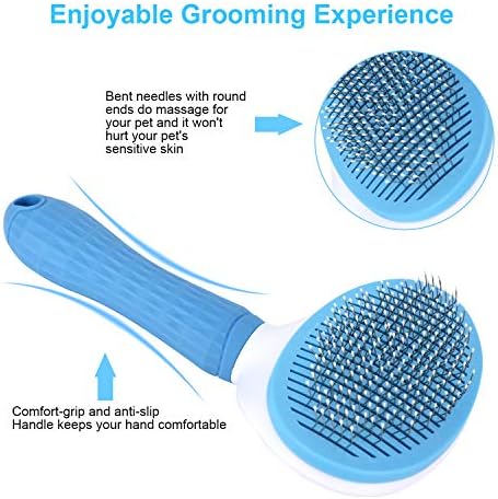 Depets Self Cleaning Slicker Brush, Dog Cat Bunny Pet Grooming Shedding Brush - Easy to Remove Loose Undercoat, Pet Massaging Tool Suitable for Pets with Long or Short Hair