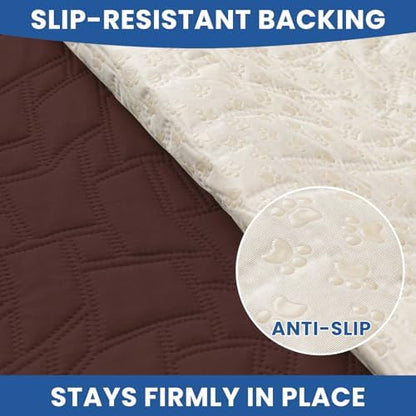 Waterproof Dog Blanket, Non-Slip Soft Pet Bed Cover, Couch Cover for Dogs Washable, Protects Sofa, Furniture, Crate, Car, Tear Resistant Leakproof Pet Blanket (82x82 Inch, Coffee)