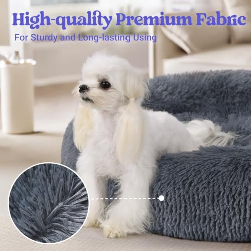 rabbitgoo Calming Cat Beds for Indoor Cats, 23 inches, Dark Grey