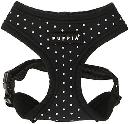 Puppia Dotty Dog Harness Over-the-Head No Pull No Choke Walking Training Adjustable for Small & Medium Dog, Small, Black