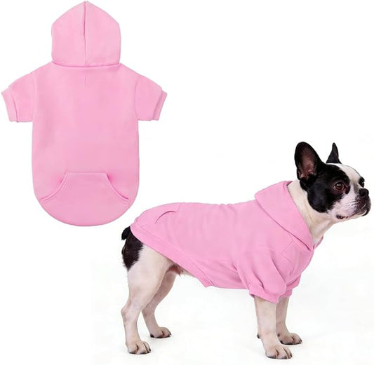 KOOLTAIL Dog Hoodie for Large Medium Small Dogs, Soft and Warm Pet Sweater with Leash Hole and Pocket Boy Girl, Puppy Fall Winter Jacket Clothes, French Pitbull Cold Weather Coat Sweatshirt, Pink M