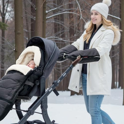 Momcozy Universal Stroller Gloves, Plush Weatherproof Winter Handmuffs