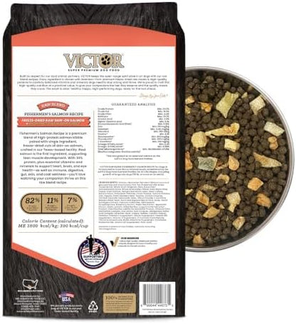 VICTOR Raw Kibble Blend - Salmon Freeze-Dried Dry Dog Food, 4 lb