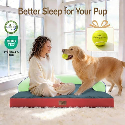 Comfort Expression Washable Dog Bed with Bolster for Medium to Large Dogs