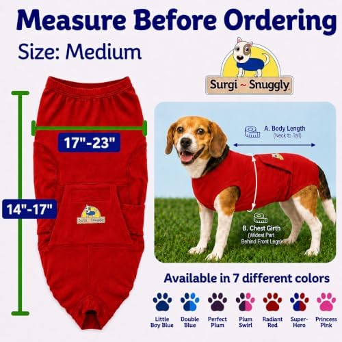 Surgi Snuggly Dog Surgery Recovery Suit, Cone Alternative, Spay/Neuter M