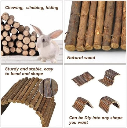 kathson Rabbit Bridge Wooden Hamster Climbing Tunnel Bunny Extra Large Ladder Wood Flexible Hideout for Guinea Pig Chinchilla Ferret Hedgehog Rat Squirrel and Other Rodents(26 x 16 in)