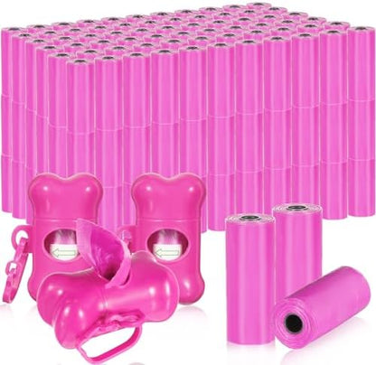 Teling 3000 Count Dog Poop Bags with 3 Dispensers, Hot Pink