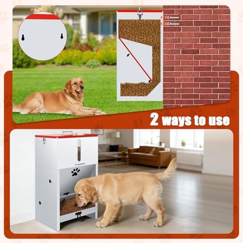 GADFISH 60 lbs Large Automatic Dog Feeder, Outdoor Heavy Duty Pet Feeder for Large Breed Dogs, with Viewing Window and Lockable Door