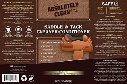 Absolutely Clean Amazing Saddle Soap Spray for Leather Cleaning & Tack Cleaner and Conditioner - Cleans Helmets, Clothing, Saddle Pads, Blankets & More - USA Made