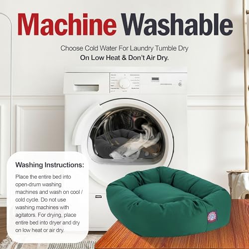 Majestic Pet 52 Inch Bagel Calming Dog Bed Washable – Cozy Soft Round Dog Bed with Spine Support for Dogs to Rest their Head - Fluffy Donut Dog Bed 52x35x11 (Inch) - Round Pet Bed X-Large – Green