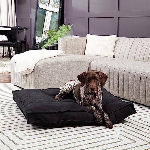Happy Hounds Milo Square Tufted Pillow Dog Bed, Black, Large (40" x 40"), 40.0" L x 40.0" W x 6.0" Th