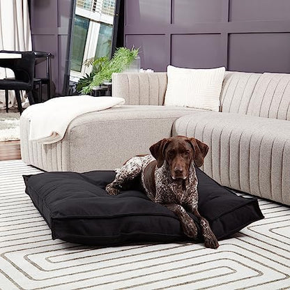 Happy Hounds Milo Square Tufted Pillow Dog Bed, Black, Large (40" x 40"), 40.0" L x 40.0" W x 6.0" Th