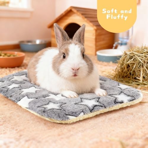 4-Pack Rabbit Bed, Fleece Washable Bunny Mat, 19"x13"