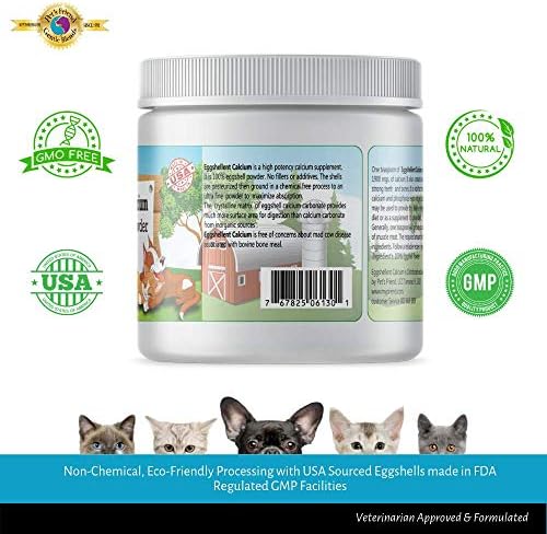 Calcium for Dogs and Cats - Fine Eggshell Powder - Strong Hip & Joint Supplement for Dogs and Cats- Dietary Supplement - No Additives - Pet's Friend Eggshellent Calcium 16oz