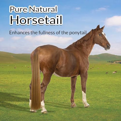 33.5 IN Long 1 LB Horse Tail Extension with Braided Horsehair Loop & Blunt Cut Bottom (Mixed Brown)