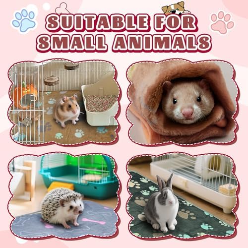 YedsIntu 6 Pcs Washable Guinea Pig Blankets Absorbent Small Animal Fleece Bedding Cage Liners Reusable Pet Pee Pad Sleep Mat Pad Cover for Hamster Ferret Rabbit Chinchilla Hedgehog (Grey, 20" x 30")