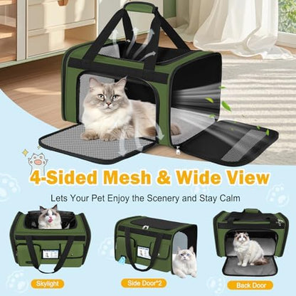 HUANLANG Large Cat Carrier Soft Sided Travel Pet Carrier Airline Approved
