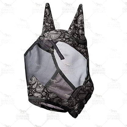 Harrison Howard LumiVista Horse Fly Mask Standard with Ears UV Protection for Horse Paisley Wave M Cob