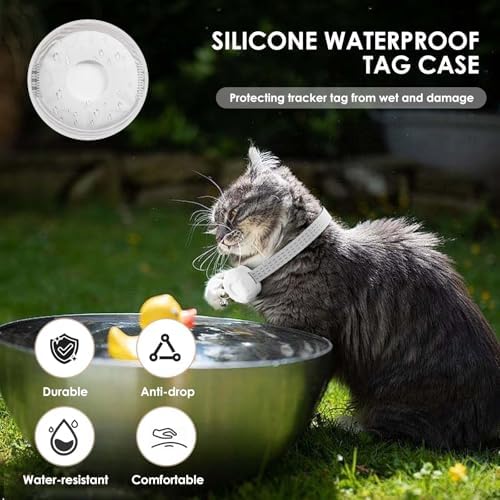 GPS Tracker for Cats, Cat Tracker, Compatible with Apple Find My App (Only iOS), No Monthly Fee, Breakaway Collar Included (White Tracker, White Cat Collar)
