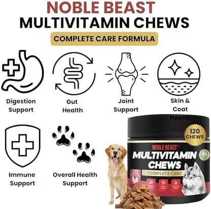 Noble Beast Dog Multivitamin Soft Chews - Joint, Gut & Coat, Chicken, 120Ct