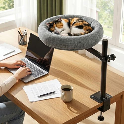 Cat Bed for Desk, 360° Rotating Adjustable Cat Perch, 44 lb, Home Office