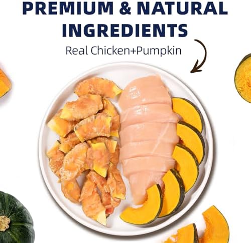 Chicken Wrapped Pumpkin Dog Jerky Treats, Puppy Training Snacks Supports Healthy Digestion, Low Fat & Grain Free, 14.1 oz