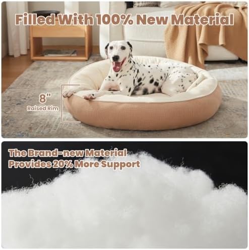 36 inches Soft Touch Fleece Donut Dog Bed for Large Dogs,Brown