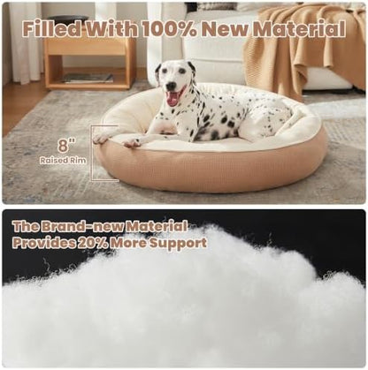 36 inches Soft Touch Fleece Donut Dog Bed for Large Dogs,Brown