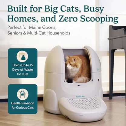 Petcove PurrTek Automatic Litter Box Self Cleaning 5GHz Wi-Fi, Odor Control
