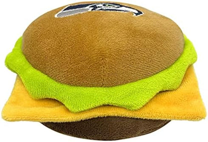 Pets First NFL Seattle Seahawks Stadium Cheese Burger Plush Dog & Cat Squeak Toy with Beautiful Team Name & Logo