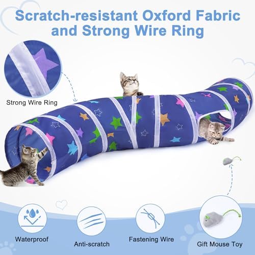 Glittme S-Shape Cat Tunnel, Foldable Cat Tunnels for Indoor Cats