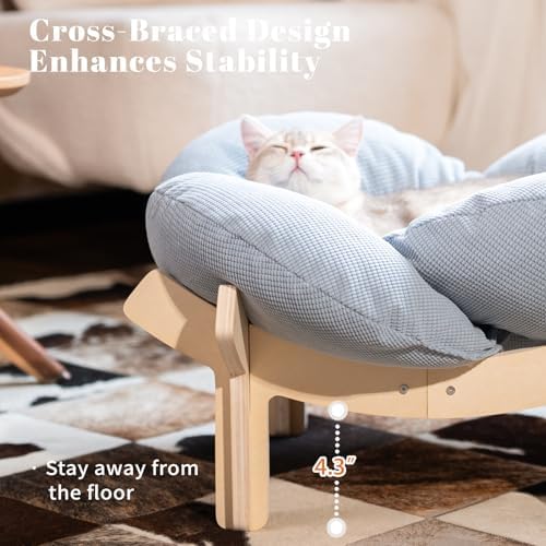 CHEERHOME PETS Elevated Cat Bed for Indoor Cats Couch Sofa Flower